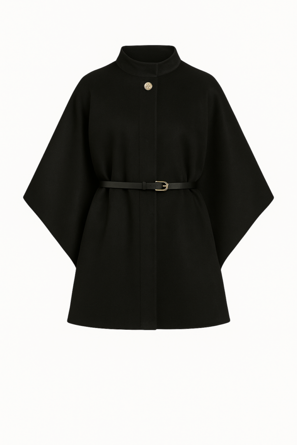 Veste Cape Noire Chic - Élégance – Image 2