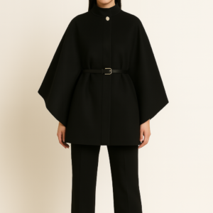 Veste Cape Noire Chic – Élégance