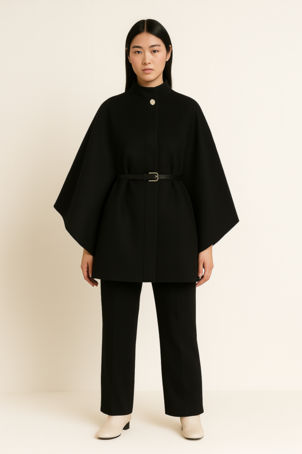 Veste Cape Noire Chic - Élégance
