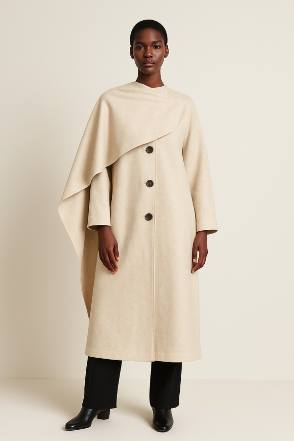 Manteau Long Beige Élégant - Confort et Polyvalence