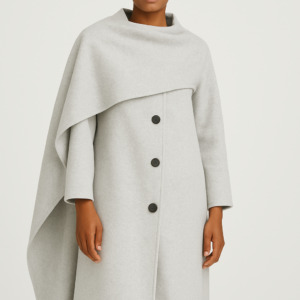Manteau Long Gris Élégant – Confort et Polyvalence