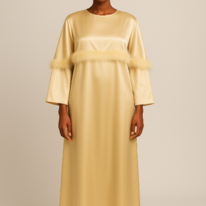 Robe Longue Satinée Beige – Élégance et Raffinement