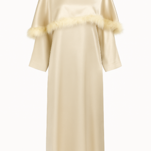 Robe Longue Satinée Beige – Élégance et Raffinement
