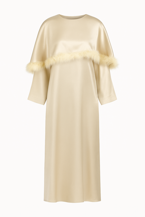 Robe Longue Satinée Beige - Élégance et Raffinement – Image 2